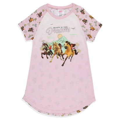 Girls' Spirit Untamed Movie Believe In Your Dreams Nightgown Sleep Pajama Pink