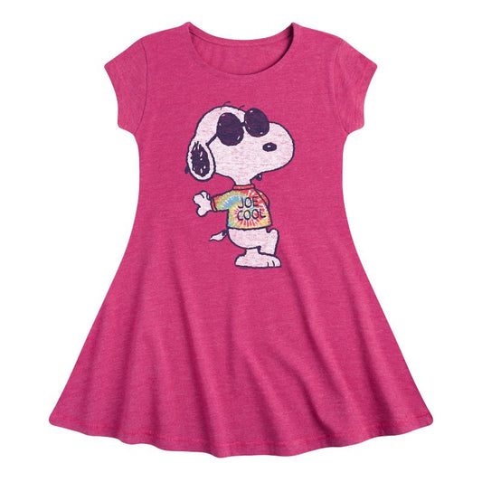 Girls' - Peanuts - Joe Cool' Tie Dye Fit & Flair Cap Sleeve Dress