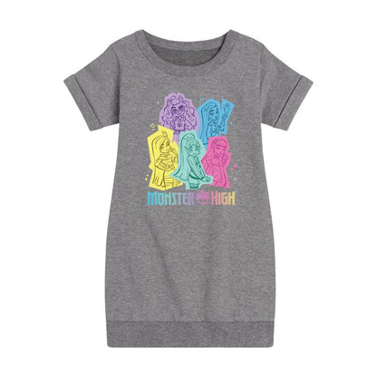 Girls' - Mattel - Pastel Cut Out Character Spots Graphic Short Sleeve Fleece Dress