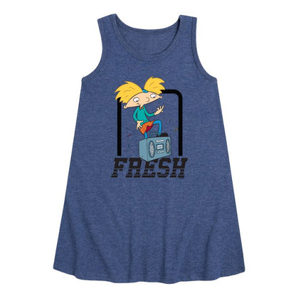 Girls' - Hey Arnold! - Fresh Arnold Graphic Sleeveless Aline Dress