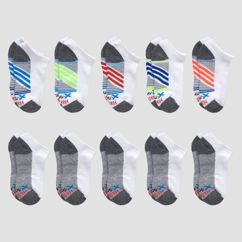 Hanes Boys' 10pk Premium No Show Socks