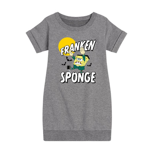 Girls' - SpongeBob SquarePants - Franken Sponge Graphic Short Sleeve Fleece Dress