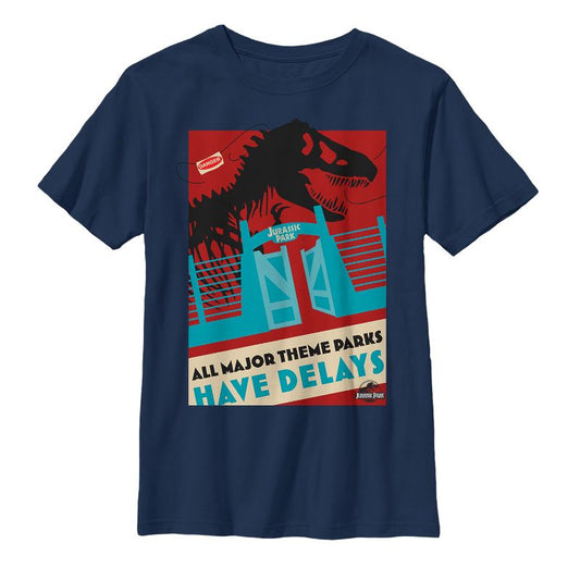 Boy's Jurassic Park All Theme Parks Have Delays, T-Rex T-Shirt