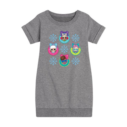 Girls' - Lol Surprise! - Snowflake Wreath Graphic Short Sleeve Fleece Dress