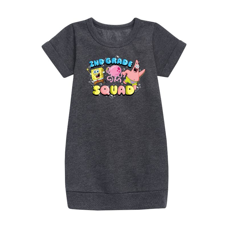Girls' - SpongeBob SquarePants - 2nd Grade Squad Graphic Short Sleeve Fleece Dress