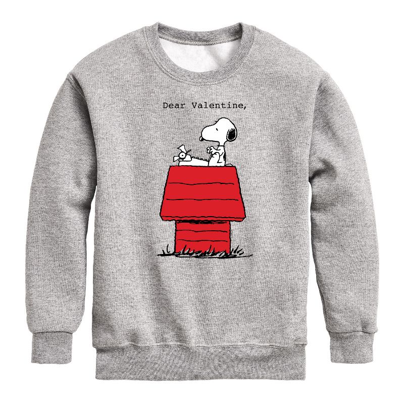 Boys' - Peanuts - Dear Valentine Snoopy Graphic Long Sleeve Fleece Sweatshirt