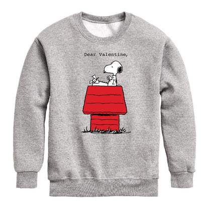 Boys' - Peanuts - Dear Valentine Snoopy Graphic Long Sleeve Fleece Sweatshirt