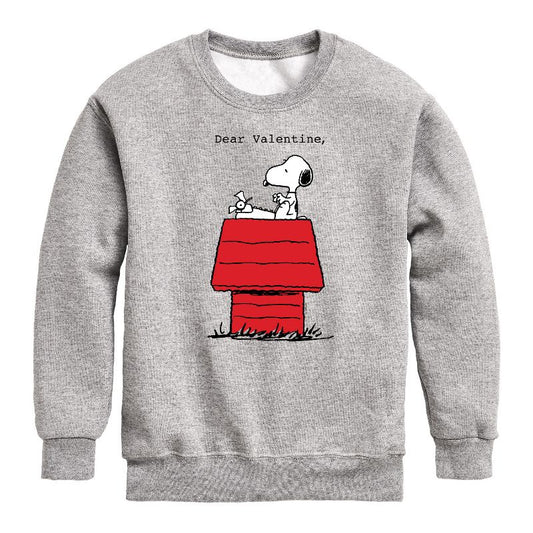 Boys' - Peanuts - Dear Valentine Snoopy Graphic Long Sleeve Fleece Sweatshirt