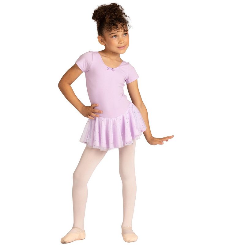 فستان ليوتارد للبنات من دانز إن موشن 293، تنورة مادلين سباركل، بأكمام قصيرة