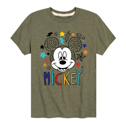 Boys' - Disney - Mickey Sketch Pattern Short Sleeve Graphic T-Shirt