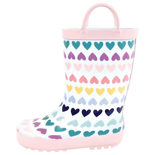 Hudson Baby Infant Girl Rain Boots, Pastel Hearts