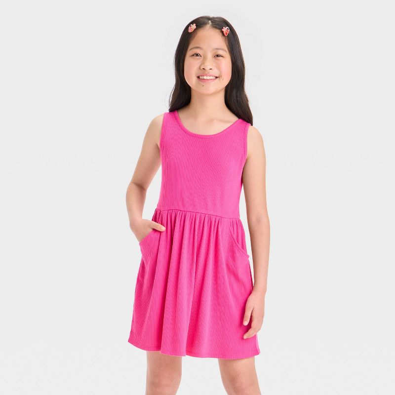 Girls' Rib Tank Dress - Cat & Jack™ Hot Pink