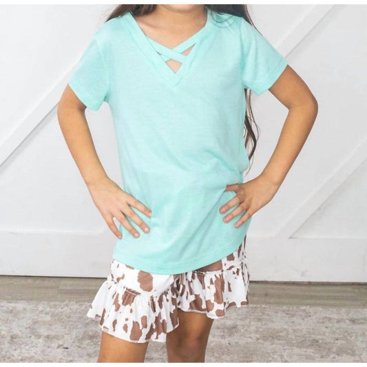 Girl Tangled V-Neck Basics Shirt - Southern Grace