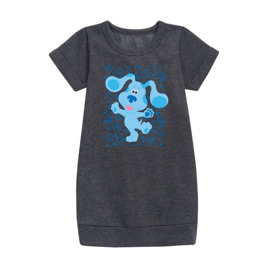 Girls' - Blue's Clues & You! - Blue Waves Hello Graphic Short Sleeve Fleece Dress