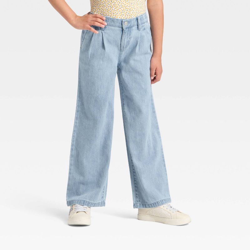 Girls' Wide Leg Jeans - Cat & Jack™ Light Wash