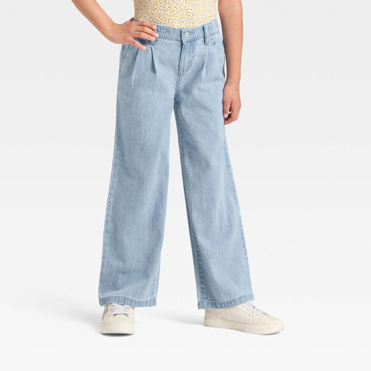 Girls' Wide Leg Jeans - Cat & Jack™ Light Wash