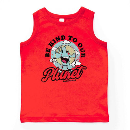 بلوزة شبابية بدون أكمام بتصميم ريترو من متجر Juniper Shop SmileyWorld Be Kind To Our Planet