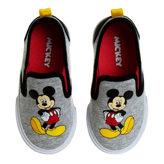Mickey Mouse Casual No Lace Shoes - Low top Canvas Slip-on Tennis Boys Sneakers - Disney Character sneaker shoe (Size 5-12 Toddler)