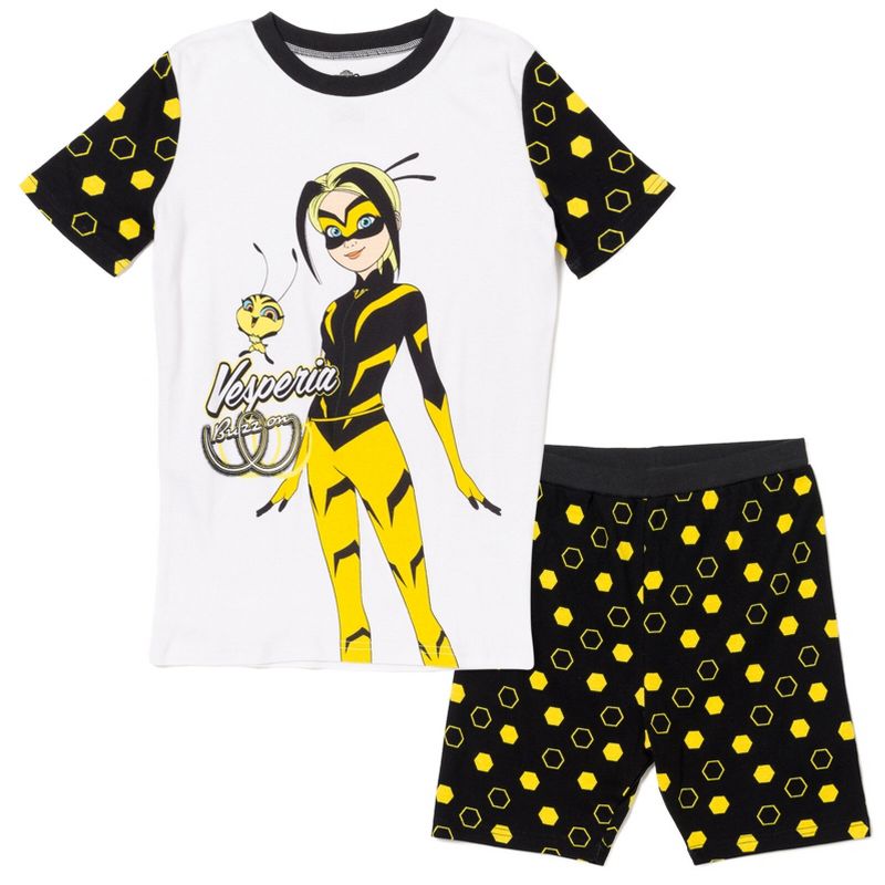 Miraculous Vesperia Girls Pullover Pajama Shirt and Shorts Sleep Set Little Kid to Big Kid