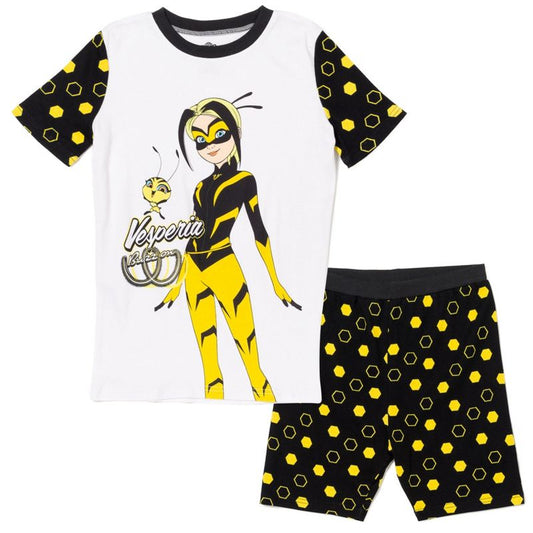 Miraculous Vesperia Girls Pullover Pajama Shirt and Shorts Sleep Set Little Kid to Big Kid