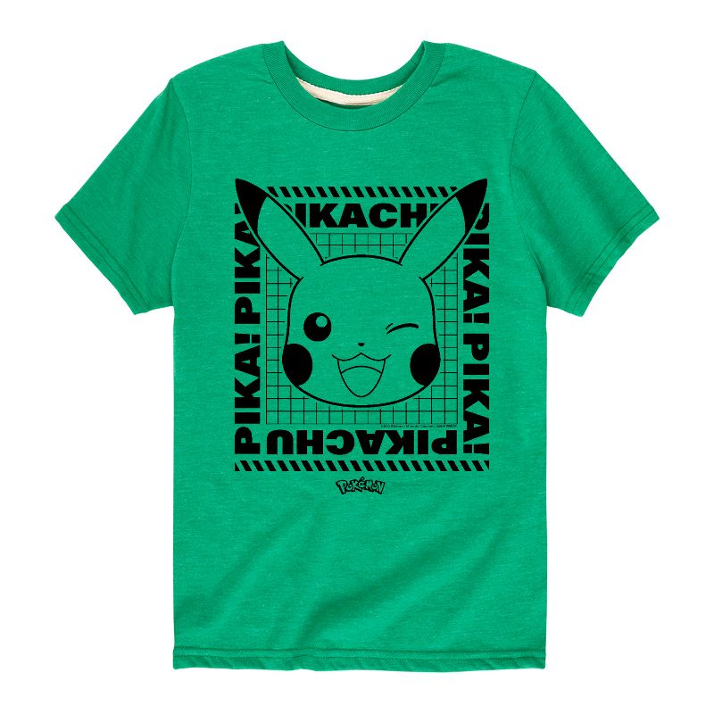 تي شيرت جرافيكي بأكمام قصيرة للأولاد - بوكيمون - بيكاتشو فيس وينك