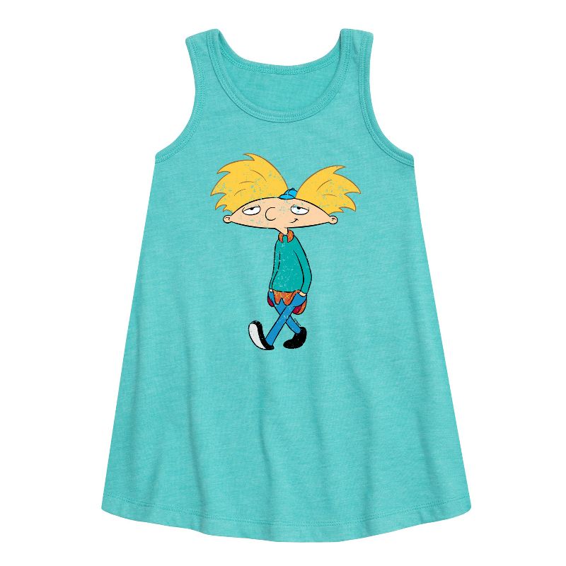 Girls' - Hey Arnold! - Distressed Arnold Graphic Sleeveless Aline Dress