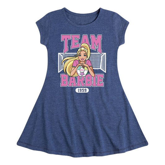 Girls' - Barbie - Soccer Team 1959 Fit & Flair Cap Sleeve Dress