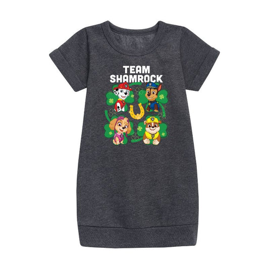 Girls' - Paw Patrol - Team Shamrock Graphic Short Sleeve Fleece Dress