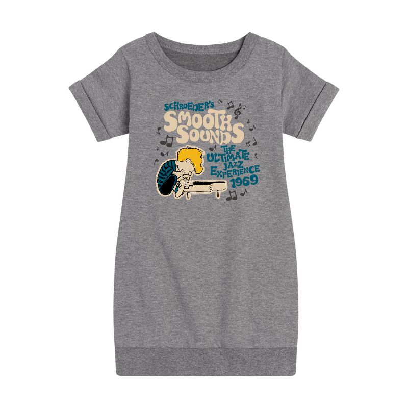 Girls' - Peanuts - Schroeder Rock Fest Graphic Short Sleeve Fleece Dress