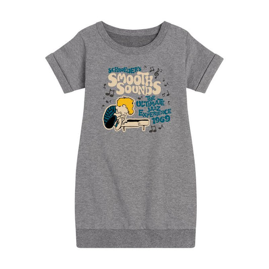 Girls' - Peanuts - Schroeder Rock Fest Graphic Short Sleeve Fleece Dress