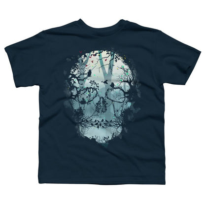 تي شيرت بتصميم جمجمة الغابة المظلمة للأولاد من تصميم البشر من سيتشكو