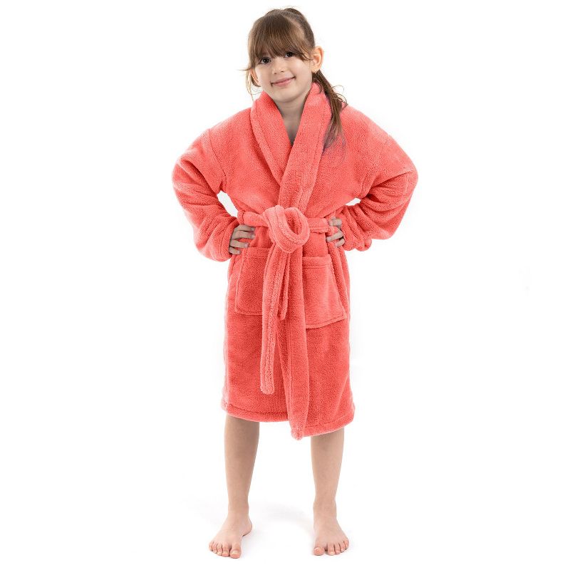 BC BARE COTTON Girls Shawl Robe Microfiber Plush Fleece Bathrobe