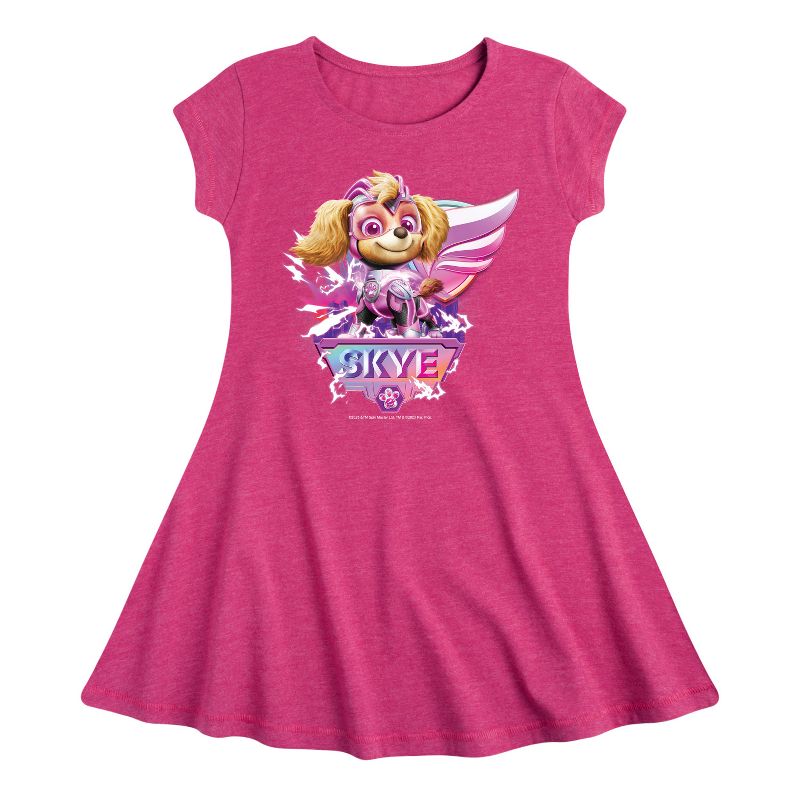 Girls' - Paw Patrol - Skye Lightning Fit & Flair Cap Sleeve Dress