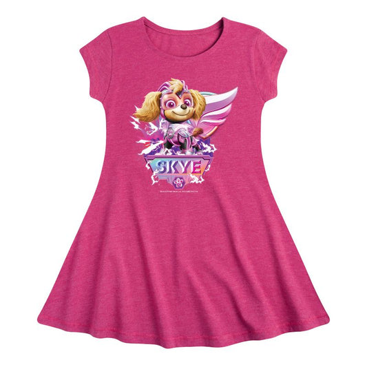 Girls' - Paw Patrol - Skye Lightning Fit & Flair Cap Sleeve Dress