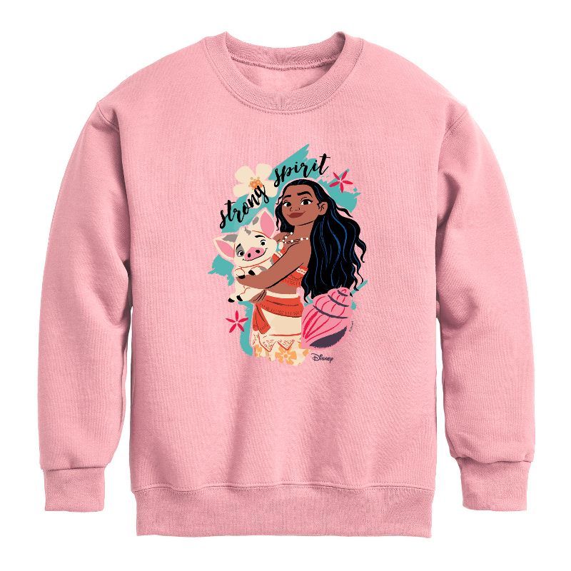 Boys' - Disney - Moana Strong Spirit Graphic Long Sleeve Fleece Sweatshirt