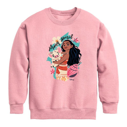 Boys' - Disney - Moana Strong Spirit Graphic Long Sleeve Fleece Sweatshirt