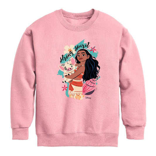 Boys' - Disney - Moana Strong Spirit Graphic Long Sleeve Fleece Sweatshirt