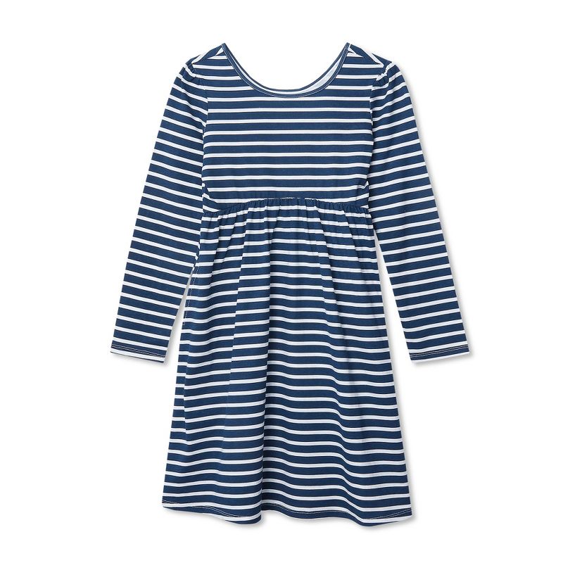 Lands' End Kids Long Sleeve Gathered Waist Jersey Dress