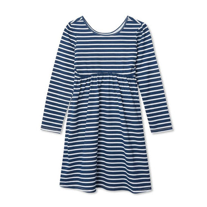 Lands' End Kids Long Sleeve Gathered Waist Jersey Dress