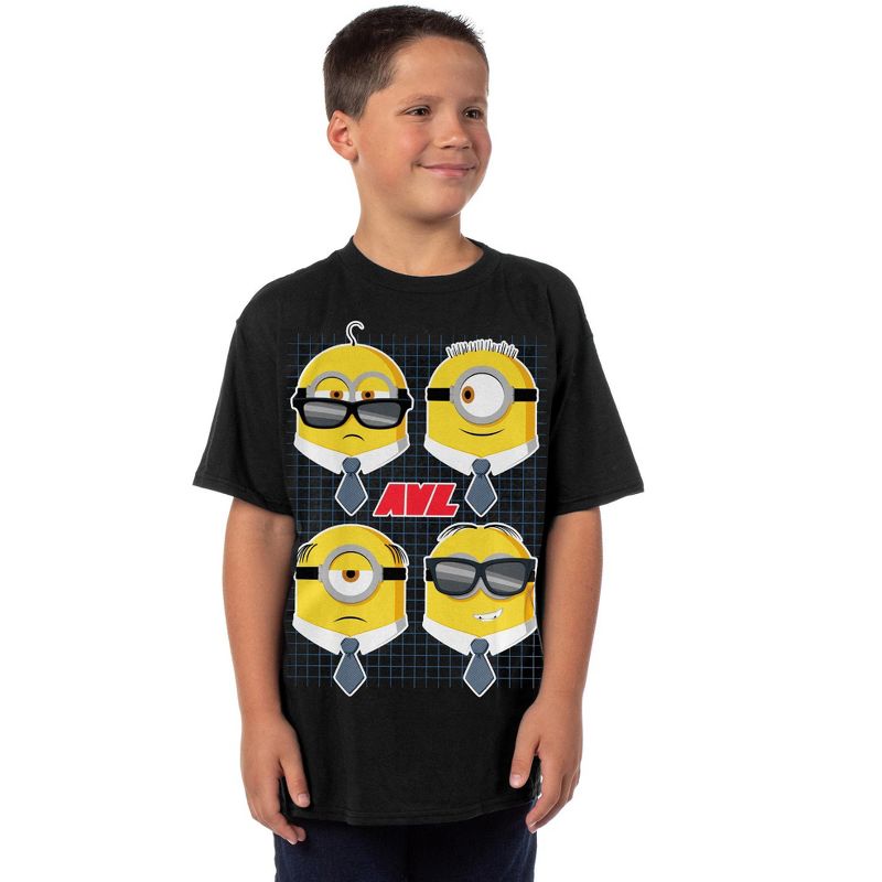 Seven Times Six Minions T-Shirt Boy's Anti-Villain League Short Sleeve Graphic Tee Black