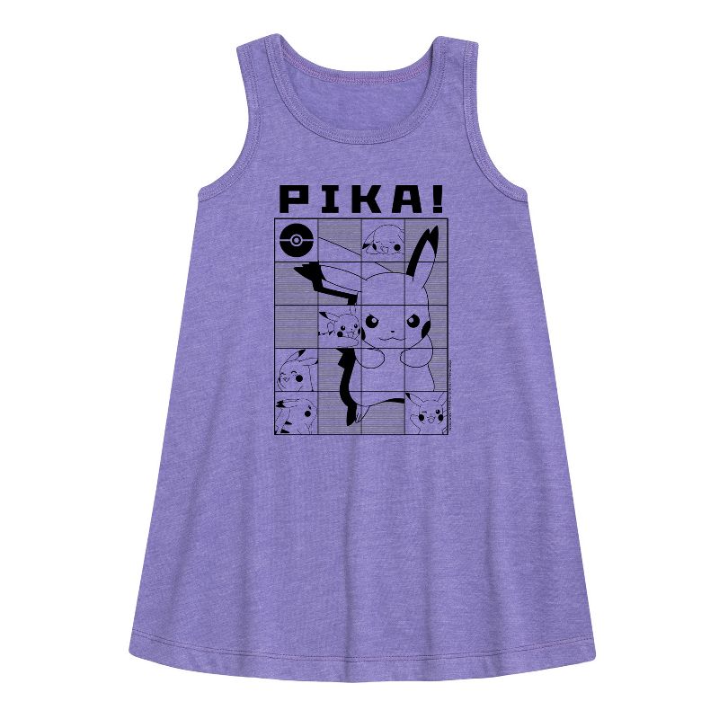 فستان بناتي - بوكيمون - بيكا بيكاتشو شبكي بدون أكمام برسومات هندسية