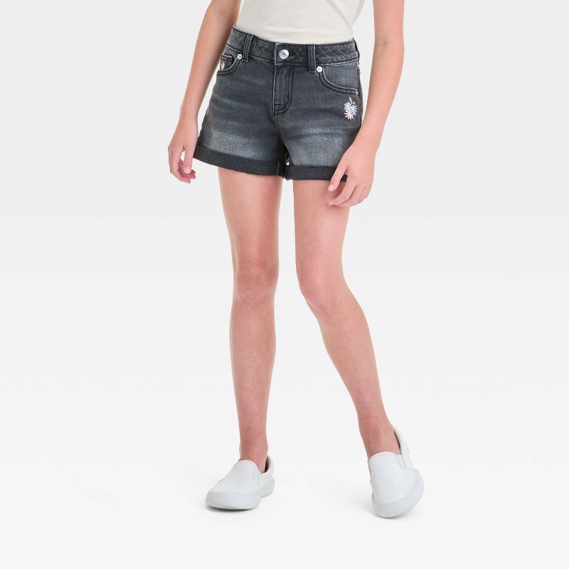 Girls' Mid-Rise Cuffed Jean Shorts - Cat & Jack™