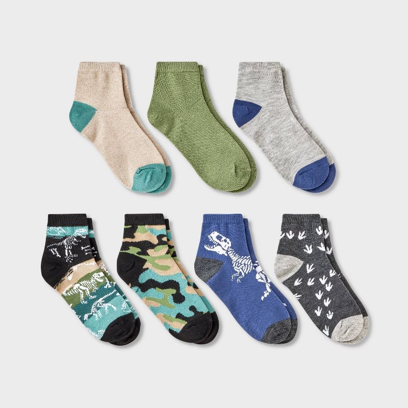 Boys' 7pk Dino Camo Ankle Socks - Cat & Jack™