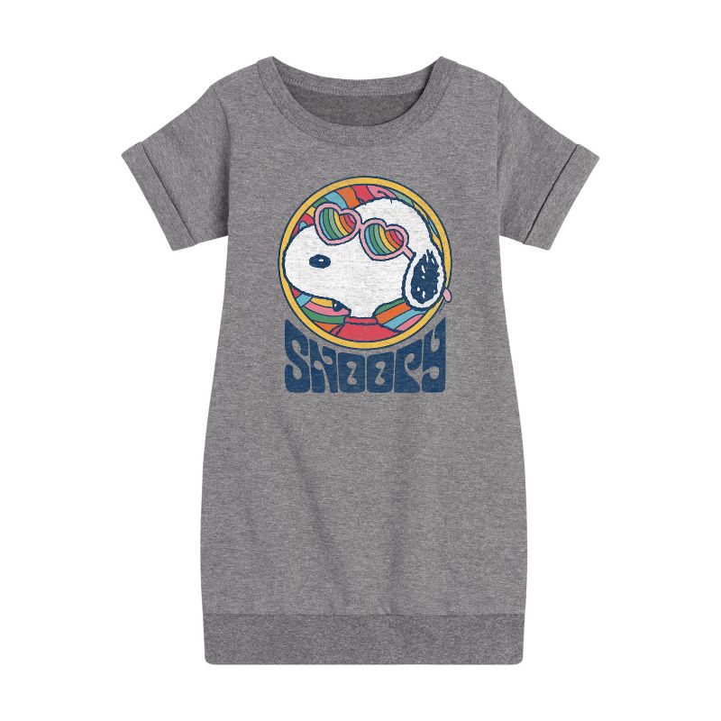 فستان بناتي من الصوف بأكمام قصيرة مطبوع عليه رسومات سنوبي - بيناتس