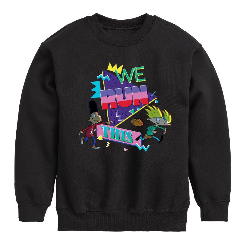 Boys' - Hey Arnold! - Retro Arnold and Gerald Graphic Long Sleeve Fleece Sweatshirt