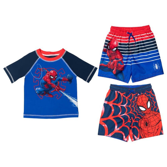 Marvel Spider-Man Pullover Rash Guard and Swim Trunks Toddler to Big Kid