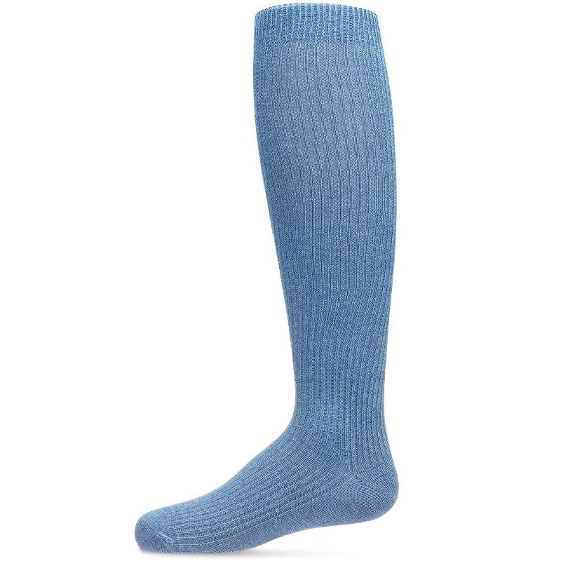 Memoi Thin Ribbed Girls Cotton Blend Knee High Sock