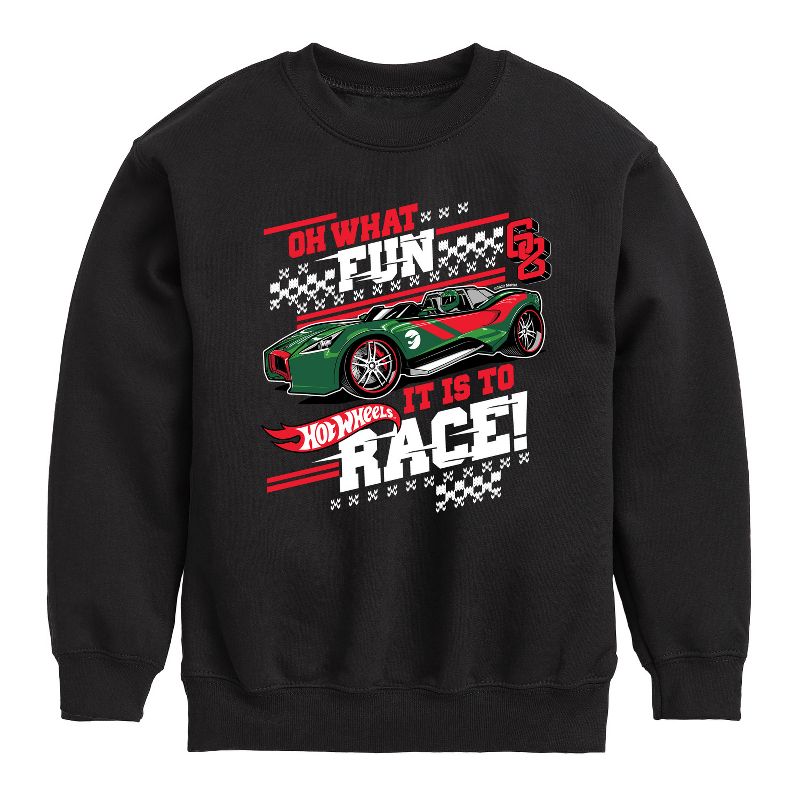 Boys' - Hot Wheels - Oh What Fun It Is To Race Graphic Long Sleeve Fleece Sweatshirt