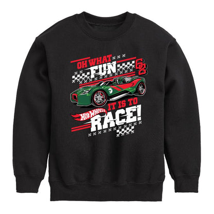 Boys' - Hot Wheels - Oh What Fun It Is To Race Graphic Long Sleeve Fleece Sweatshirt