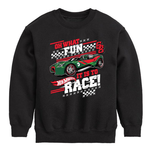 Boys' - Hot Wheels - Oh What Fun It Is To Race Graphic Long Sleeve Fleece Sweatshirt